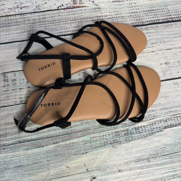 Torrid Strappy Sandals Women’s Size 10.5W Black Gladiator - Picture 1 of 3